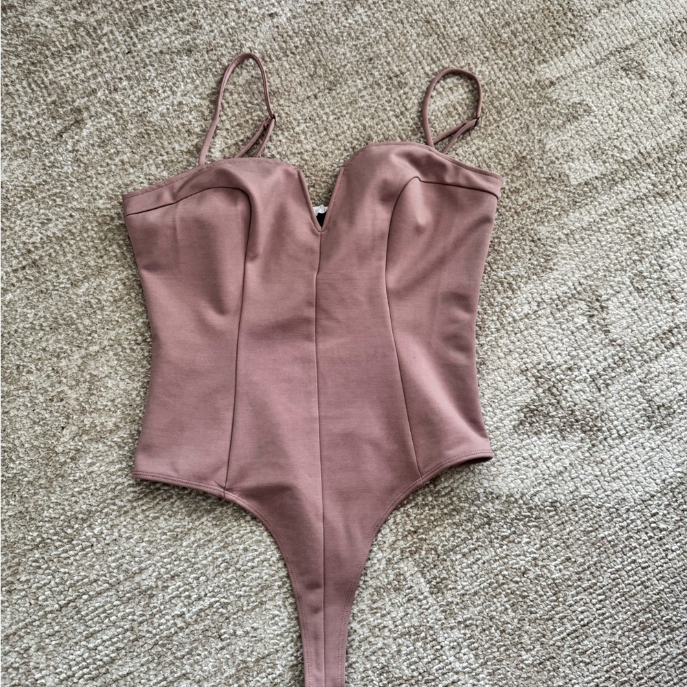 Astr Dusty Pink Thong Bodysuit
